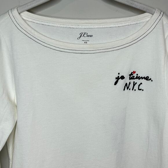 J.Crew Ivory Je T'Aime NYC Shirt Size XS 100% Cotton I Love NYC - Picture 2 of 10